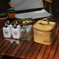 Portable Outdoor Seasoning Kit with Oil Bottles and Spice Jars for Camping BBQ