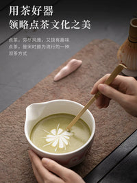 Japanese Ceramic Matcha Bowl Set with Whisk Stand - 8-Piece Cheese-Themed Gift Box