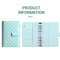 A6 Polka Dot Multifunctional Loose-Leaf Organizer with Card Slots and Magnetic Closure for Budgeting and Document Storage