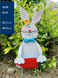 Garden Iron Art Rabbit Decor Stake for Yard Patio Balcony Landscape