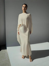 Women's Elegant Solid Color Dress with Shawl Set for Summer