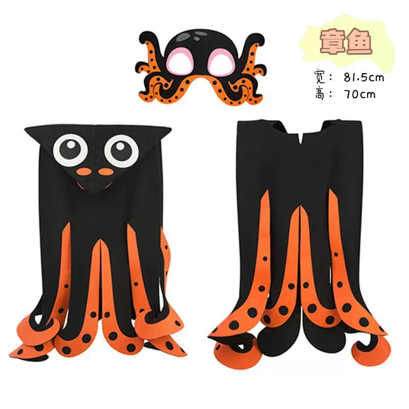 Ocean Theme Octopus Performance Costume Set for Kids, Stage Play Props, Kindergarten School Parent-Child Activity Outfit