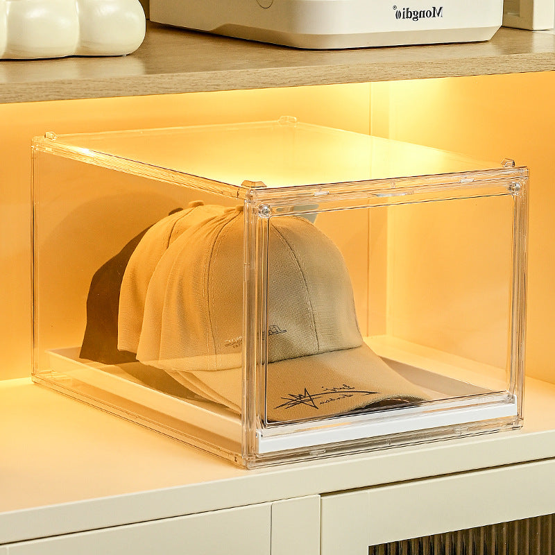 Stackable Transparent Dustproof Hat Storage Box for Baseball Caps and Duckbill Hats