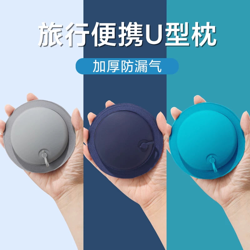 Inflatable U-Shaped Travel Pillow with Press-Type Inflation for Neck Support