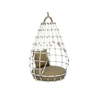 Outdoor Rattan Woven Hanging Basket Swing Chair and Round Daybed Set for Patio Garden