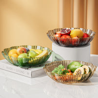 Elegant Gold-Rimmed Glass Fruit Bowl, Large Capacity Decorative Candy Dish for Living Room