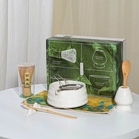 Japanese Style Matcha Tea Ceremony Set with Spouted Bowl, Whisk, and Ceramic Gift Box