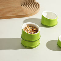 Bamboo Ceramic Bird Feeder Bowl for Small Pets, Anti-Tip Design