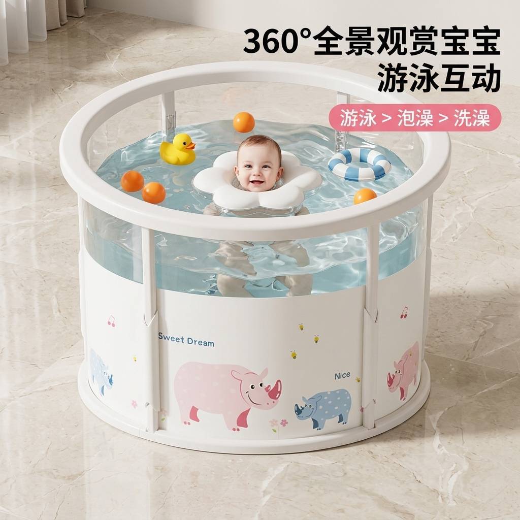 Foldable Baby Bathtub Portable Large Inflatable Swimming Pool for Infants and Toddlers