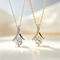 Zirconia Pave Herringbone Pendant Necklace for Women