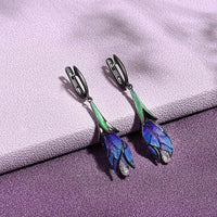Fashionable Blue Lotus Flower Necklace and Earring Set