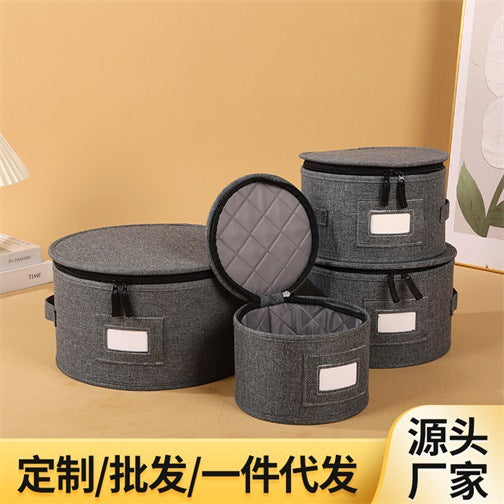 Dish Storage Container Set with Zippered Lid for Kitchen Dinnerware and Glassware