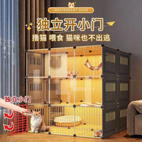 Large Transparent Cat Villa Cage with Multi-Layer Design for Indoor Cats