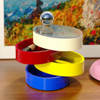 Rotating Multi-Layer Jewelry Storage Box with Lid, Compartment Organizer for Rings and Accessories