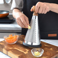 Multi-functional Stainless Steel Conical Grater with Wooden Handle for Cheese, Potatoes, and Vegetables