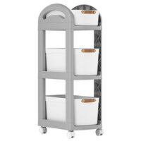 Under-Desk Rolling Storage Cart with Removable Baffle, Multi-layer Bookshelf Organizer for Home Office