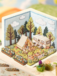 Miniature Embroidered Patchwork Scene Stickers for DIY Crafting