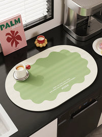 Diatomaceous Earth Absorbent Kitchen Countertop Mat for Coffee Machines and Dish Drying, Non-Slip Table Protector