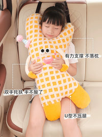 Car Seat Travel Pillow for Kids, Neck Support Cushion for Long Trips, Cute Animal Design