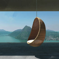 INS Style Rattan Woven Egg-Shaped Swing Chair for Indoor Outdoor Patio Balcony