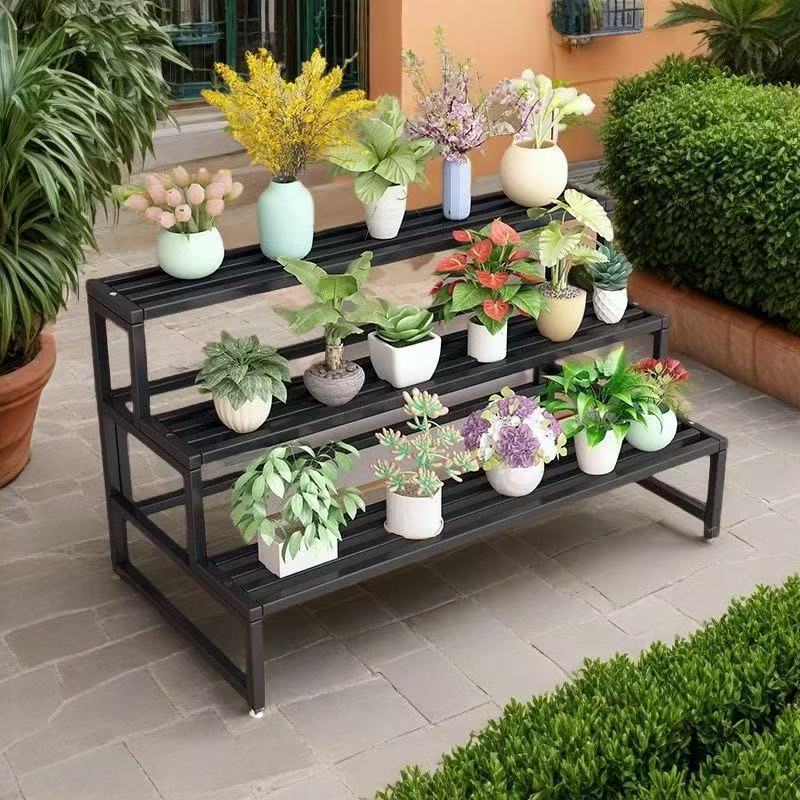 Multi-Tier Iron Plant Stand for Balcony & Garden - Rustproof & Waterproof