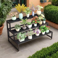 Multi-Tier Iron Plant Stand for Balcony & Garden - Rustproof & Waterproof