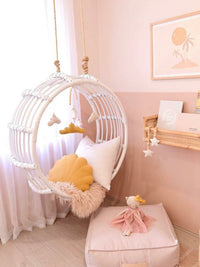 Indoor Outdoor Rattan Wicker Hanging Basket Chair with Cushion
