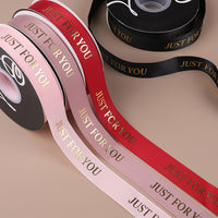 2.5cm Gold Foil English Letter Ribbon for Flower Packaging and Cake Decor