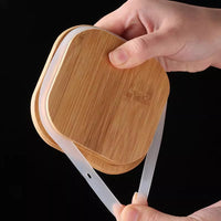 Square Glass Storage Jar with Wooden Lid for Grains and Dry Goods