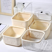 Ins Style Creative High-Value Desktop Trash Can with Lid, Transparent Household Storage Box for Hair Ties and Accessories