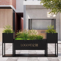 Outdoor Garden Iron Art Flower Box Combination Rectangular Planter Hotel Municipal Partition Fence Flower Trough