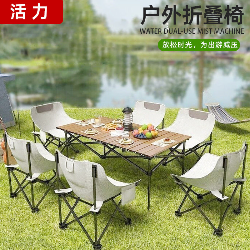 Portable Adjustable Backrest Camping Chair and Folding Table Set for Outdoor BBQ Fishing