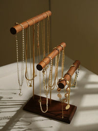 Walnut Wood Jewelry Display Stand for Bracelets, Necklaces, and Prayer Beads