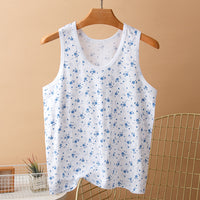 Women's Plus Size Cotton Vest for Middle-Aged & Elderly, Sleeveless Undershirt with Print