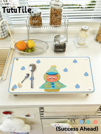 Kitchen Sink Caddy with Diatomaceous Earth Absorbent Mat for Utensils and Dish Drying
