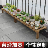 Solid Wood T-Shaped Plant Stand Bench for Indoor Outdoor Balcony Garden