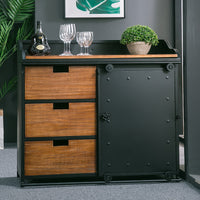 LOFT Industrial Style Sideboard Iron Storage Cabinet Tea Station Vintage Distressed Restaurant Buffet Cabinet Dish Cabinet Wine Cabinet