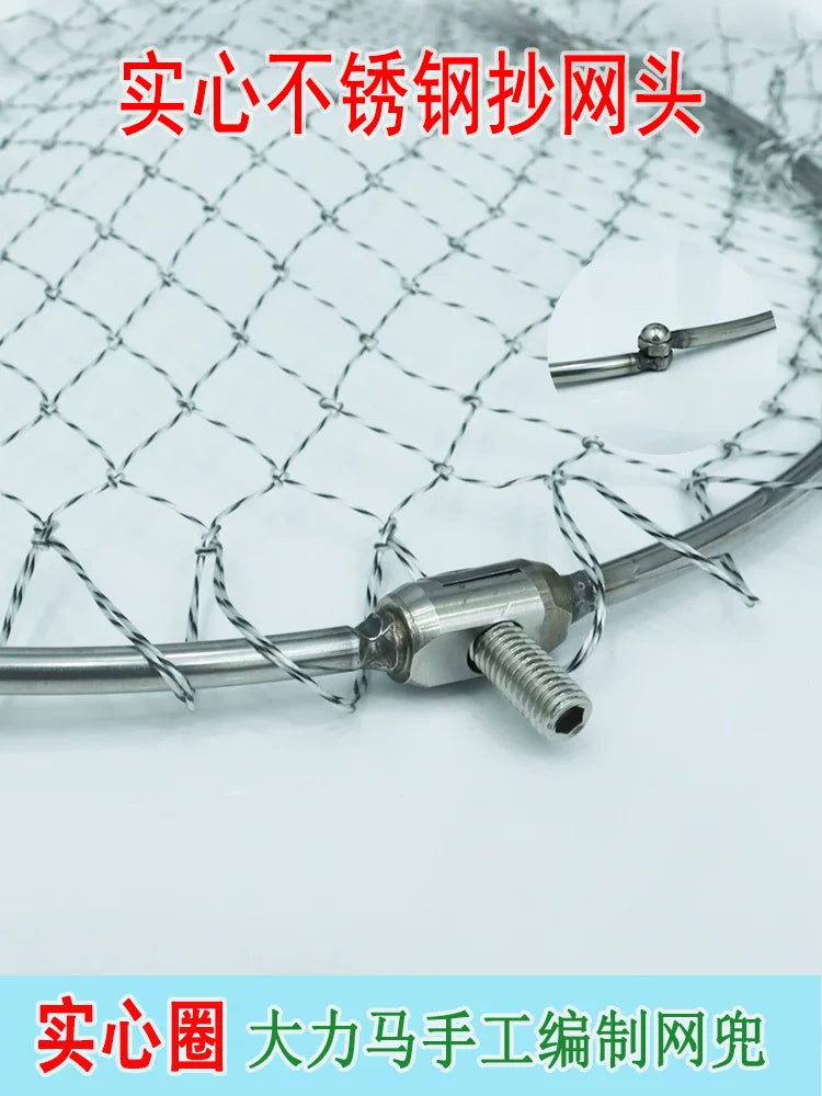Foldable Stainless Steel Fishing Landing Net Head with Dyneema Mesh