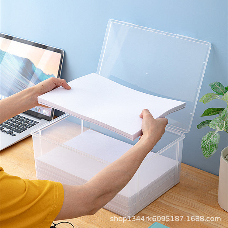 Clear A4 Plastic Storage Box for Documents, Tickets, and Stationery