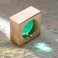 Large Particle Translucent Acrylic Rainbow Gem Building Blocks with Beech Wood Base for Toddlers