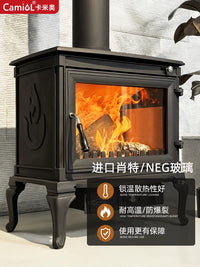Modern Cast Iron Wood Burning Fireplace for Home & Villa Heating