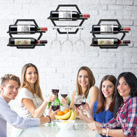 Wall-Mounted Foldable Iron Wine Rack with Glass Holder for Bar & Home