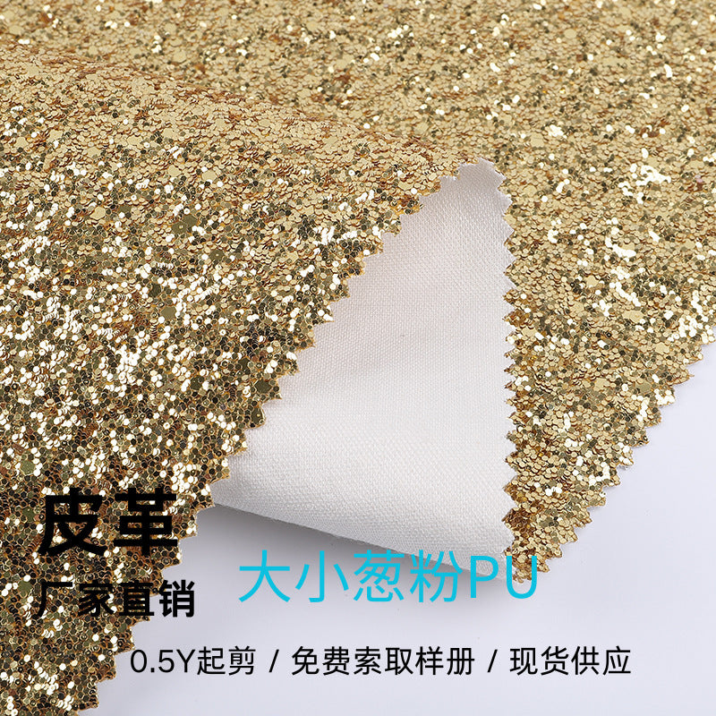 Glitter Sequin PU Leather Fabric for Christmas & New Year Decorations, Handbags, and Crafts
