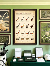 Vintage Golf Club Wall Art Decor for Sports Lounges and Hotels