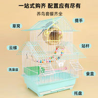 Parakeet Cockatiel Myna Thrush Finch Bird Cage Double-Layer Small Medium Villa Iron Luxury Large Cage Set