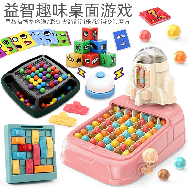 Rocket Rainbow Ball Maze Puzzle Game for Kids, Educational Logic Board Game Toy