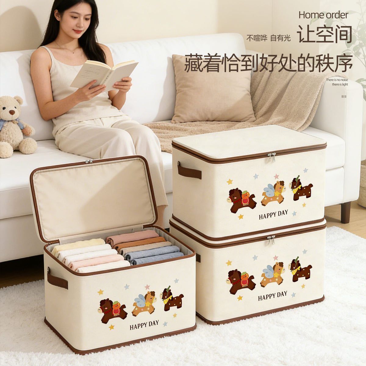 Foldable Large Capacity Dustproof Clothes Storage Box with Lid for Wardrobe Organization