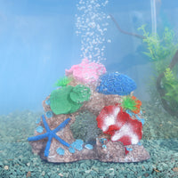 Aquarium Resin Coral Reef Ornament with Aeration Function, Mermaid Mountain Rock Decor