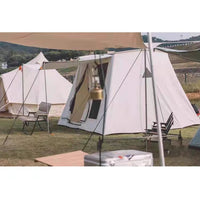 Inflatable Cotton Canvas Tent for Outdoor Camping, Family Waterproof Sunshade Shelter