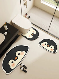 Cartoon Diatomaceous Earth Bathroom Mat Set - Quick Dry, Non-Slip, Washable